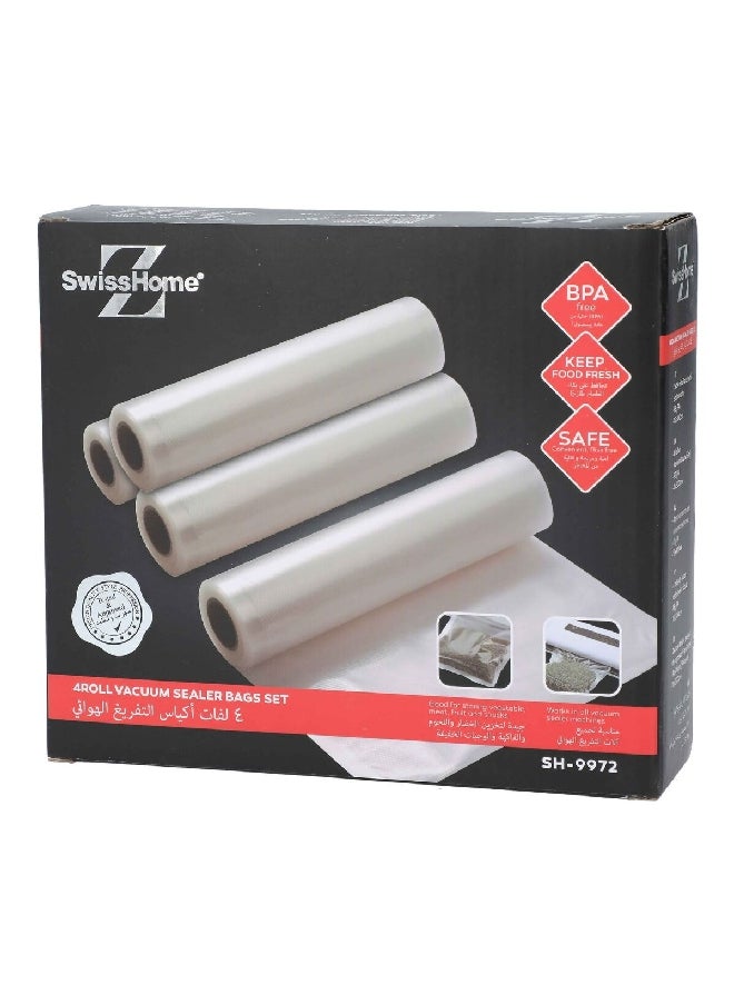 SWISS HOME 4-Piece Vacuum Sealer Roll Set Clear 15 x 300 cm SH-9972  - Image 2