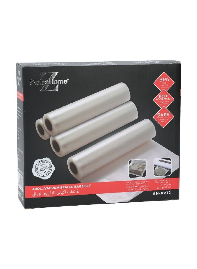 SWISS HOME 4-Piece Vacuum Sealer Roll Set Clear 15 x 300 cm SH-9972  - Image 1