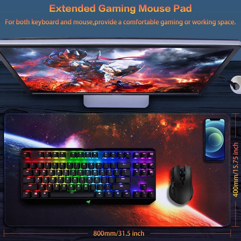 Canjoy Gaming Mouse Pad, Large Extended Mouse Pad Big Computer Mousepad for Home Office Gaming Work 31.5x15.7inch - Image 2