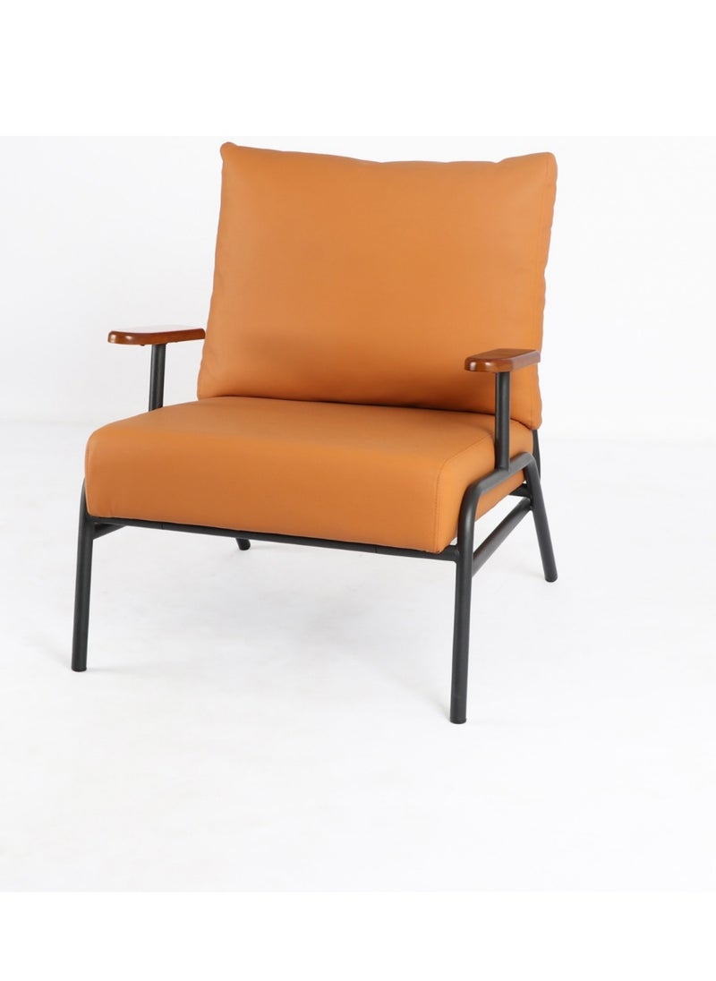 Generic Bold Orange Lounge Chair with Cushion and Metal Legs 