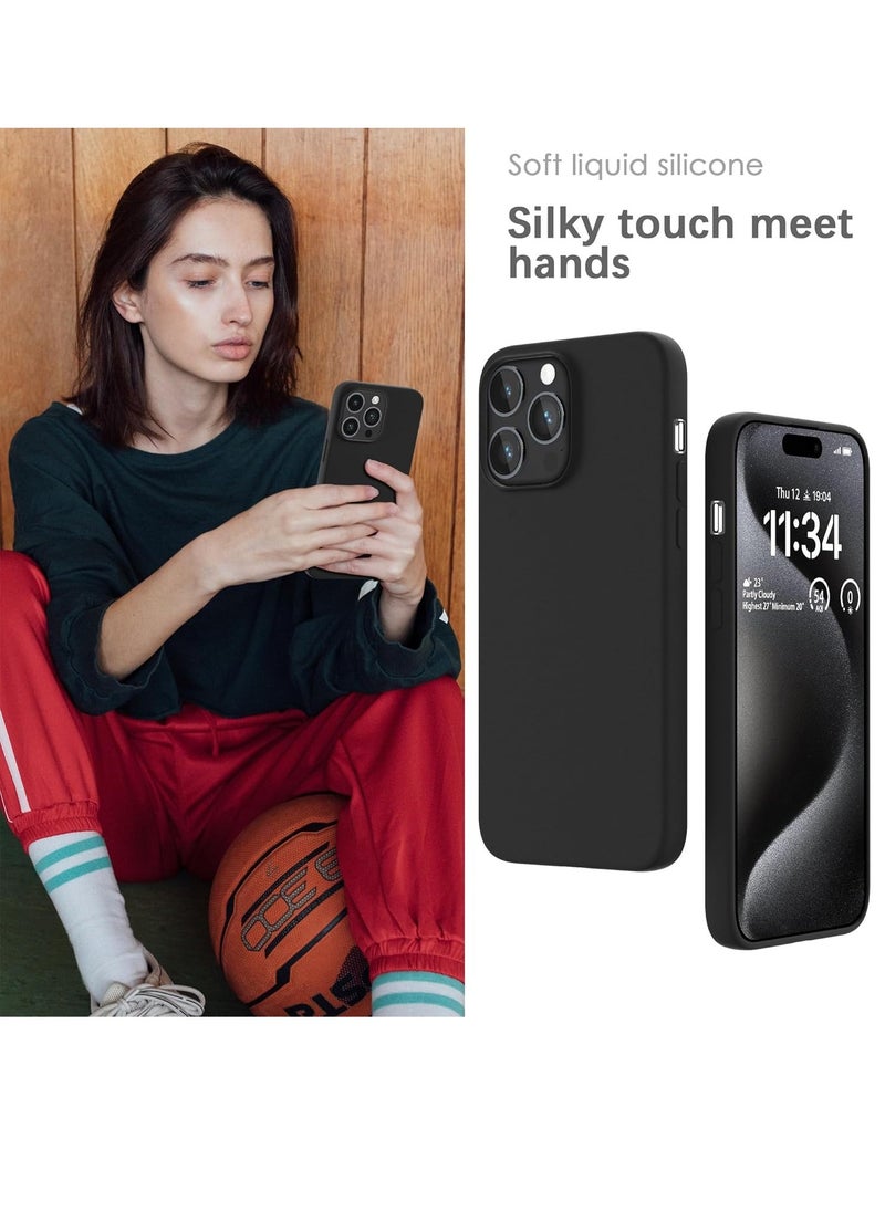 ELTRAZONE غطاء سيليكون ELTRAZONE لجهاز iPhone 15 Pro Max، لمسة ناعمة، مضاد للصدمات، مضاد للغبار، غطاء كامل للجسم مضاد للانزلاق لجهاز Apple iPhone 15 Pro Max - أسود - Image 4