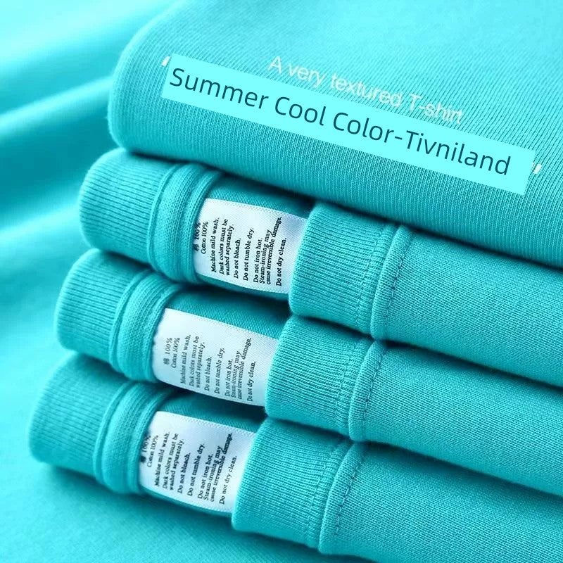 300G heavyweight Xinjiang pure cotton T-shirt for men and women in summer solid white opaque American loose T-shirt for couples short-sleeved - Image 3