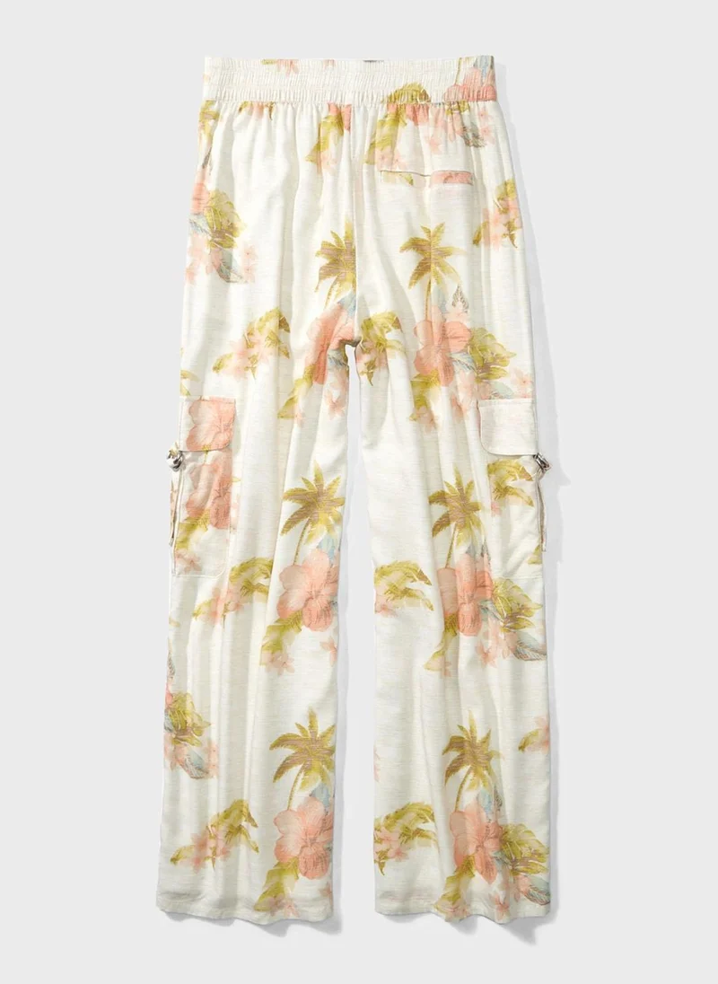 American Eagle Flotal Print Wide Leg Pants