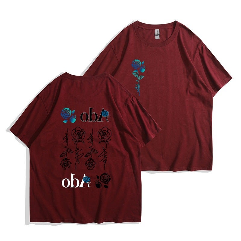 Ado Blue Rose T-Shirt Wish World Tour Merch T-Shirt Men'S Women'S Fashion Casual Harajuku Short Sleeve - Image 1