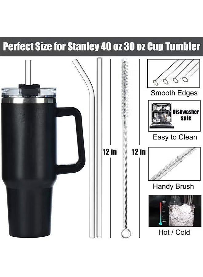 Stanley 1 transparent Tritan food grade drinking straws, suitable for Stanley 40 oz and 30 oz tumbler, Also Suitable for Hot Tea, Juice, and Coffee - 12 Inches Long with 1 Cleaning Brushes - Image 2