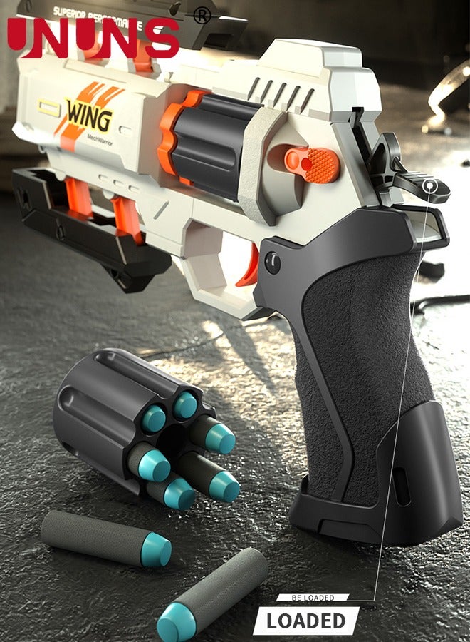 UNUNS Toy Foam Blasters,Soft Bullet Toy Revolver,Nerf Gun Fun,Lever Action Nerf Gun,Morph Burst Mech Revolver,Pistol Gun Shooting Game For Kids' Education,Memorable Gifts For Boys Girls Teens Adults,White - Image 3