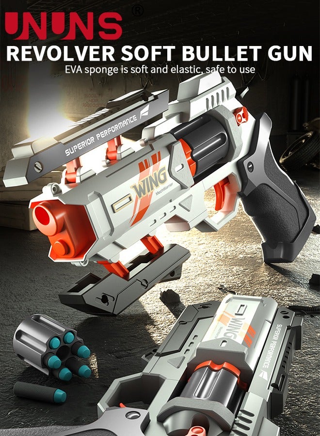 UNUNS Toy Foam Blasters,Soft Bullet Toy Revolver,Nerf Gun Fun,Lever Action Nerf Gun,Morph Burst Mech Revolver,Pistol Gun Shooting Game For Kids' Education,Memorable Gifts For Boys Girls Teens Adults,White - Image 2