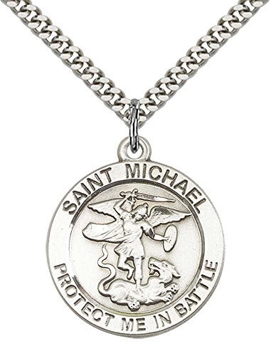 F.A. Dumont F A Dumont Sterling Silver St. Michael Pendant with 24" Stainless Steel Heavy Curb Chain. Patron Saint of Police Officers/EMTs - Image 5
