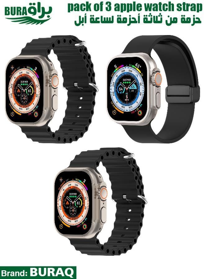 BURAQ Apple Watch Band Strap For Apple Watch Ultra 2/Ultra 49mm, Series 10 46mm, 9/8/7 45mm, SE2/SE/6/5/4 44mm, 3/2/1 42mm