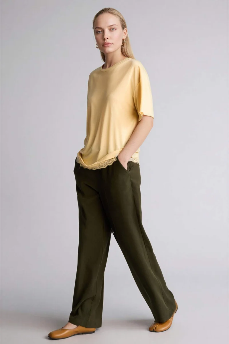 ديفاكتو Straight Fit Wide Leg Trousers