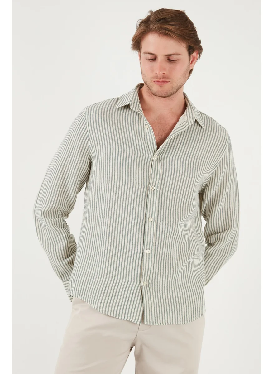 Buratti Striped Regular Fit Cotton Long Sleeve Shirt Men's Shirt CF25S129721