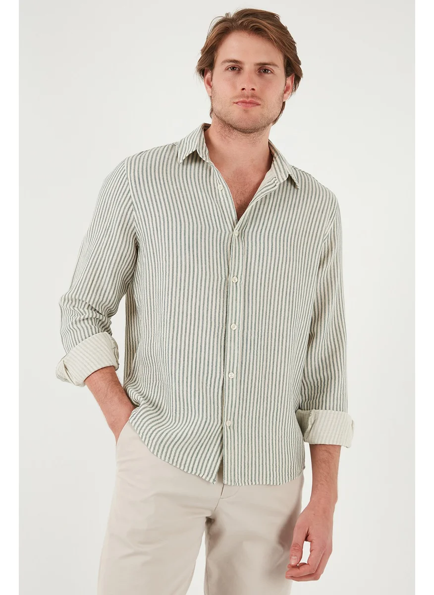 Buratti Striped Regular Fit Cotton Long Sleeve Shirt Men's Shirt CF25S129721