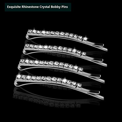 Amariver 24 Pcs Rhinestone Hair Accessories: Sparkly Crystal Bobby Pins, Shiny Hair Clips for Women and Girls (Silver) - Image 3