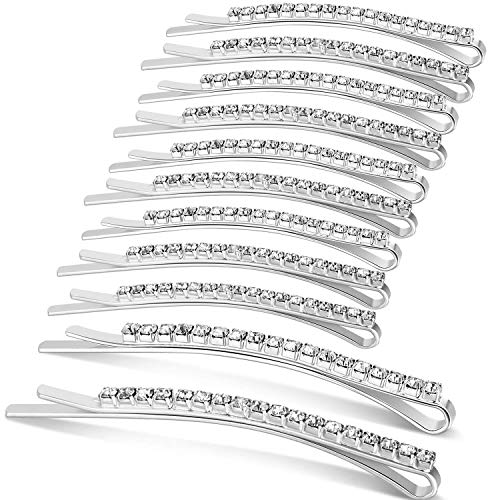Amariver 24 Pcs Rhinestone Hair Accessories: Sparkly Crystal Bobby Pins, Shiny Hair Clips for Women and Girls (Silver) - Image 1