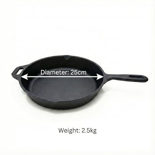 Human Hydro Pre-Seasoned Cast Iron Fry Pan, 25cm/10 inch, 100% Natural, Nonstick and Non-Toxic, Induction Friendly, Perfect for Eggs, Omelets, Frying and Sautéing, Black (25 CM) - Image 2