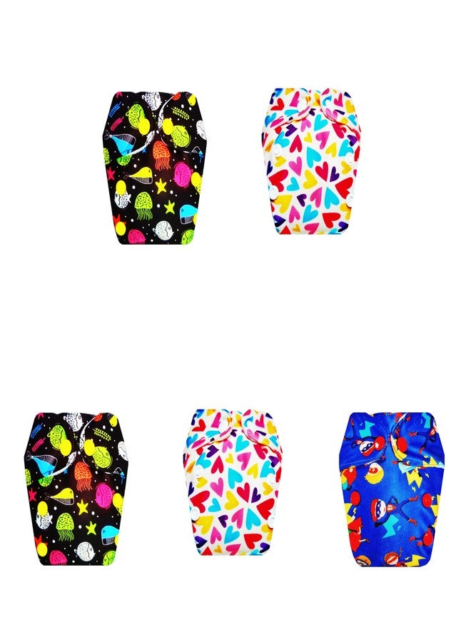 حفاضات قماشية فاخرة من دمبلدو للأطفال حديثي الولادة مع حشوة داخلية (عبوة من 5 قطع) | شعور بالجفاف والراحة | قابلة لإعادة الاستخدام والغسل | سريعة الجفاف | مثالية للأطفال الصغار | من 0 إلى 4 أشهر | للجنسين - Image 1