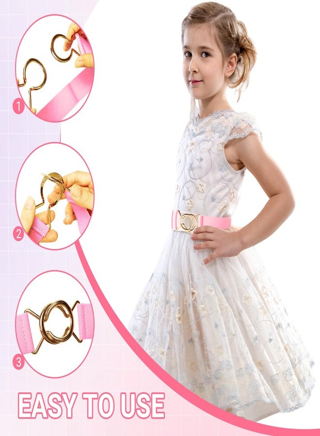 Gallipower 2Pack Waist Belt For Girls,Elastic Belt For Girls,Metal Buckle Waist Belts For Girl,Belts For Women,Girl Belts For Waist Size 26"-43"(White,Pink) - Image 3