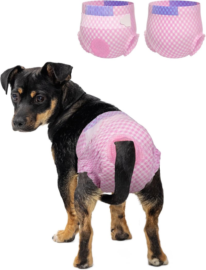 Pet Soft Doggy Diapers Female - Disposable Dog Diapers for Girl Puppies Cats, Incontinent Pink Diapers 12pcs for Pets with Adjustable Tail Hole Cute (1-S, Pink) - Image 1