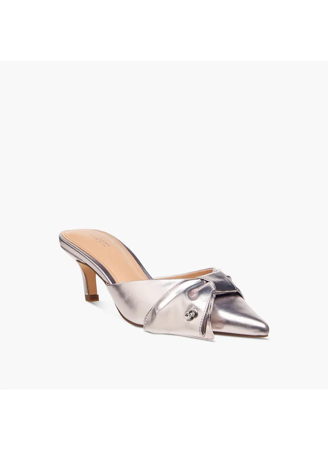 سيليست Women's Bow Accent Slip-On Shoes with Kitten Heels