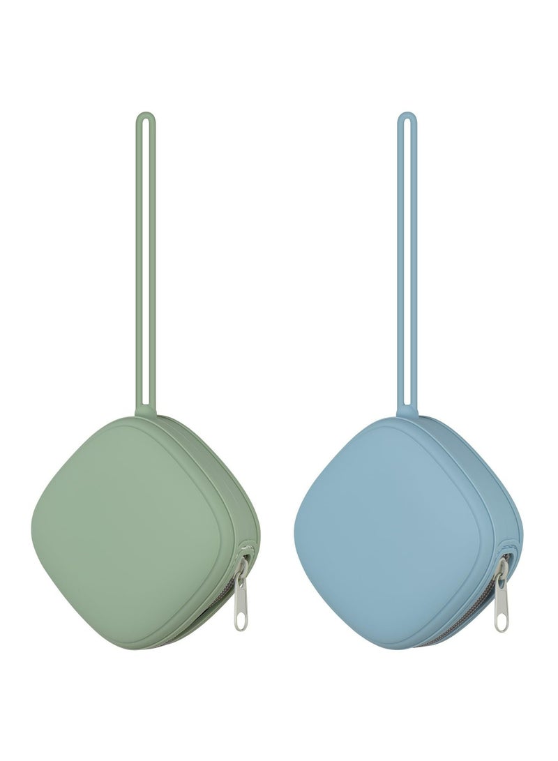 2 Pack Silicone Pacifier Holder Case, Portable Pacifier Cover Bag for Diaper Bags Baby Carriage, Travel Baby Pacifiers Silicone Pouch, Pacifier Accessories for Boys & Girls  - Image 1
