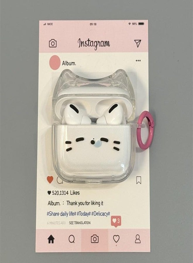 جراب سماعات شفاف لسماعات AirPods 4، جراب سيليكون TPU ناعم بتصميم وجه قطة لطيف، غطاء حماية لسماعات AirPods 4 بتصميم أذن قطة، مقاوم للصدمات، لحماية سماعات iPod - قطة نائمة - Image 2
