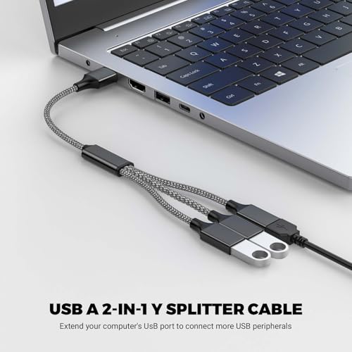 POHFP USB Y Splitter 1 in 3 Out (1Ft/30cm), USB Male to 3 Female Cable for PC/Laptop/MacBook/Keyboard/PS4/PS5/Flash Drive/LED Etc.(Black) - Image 2