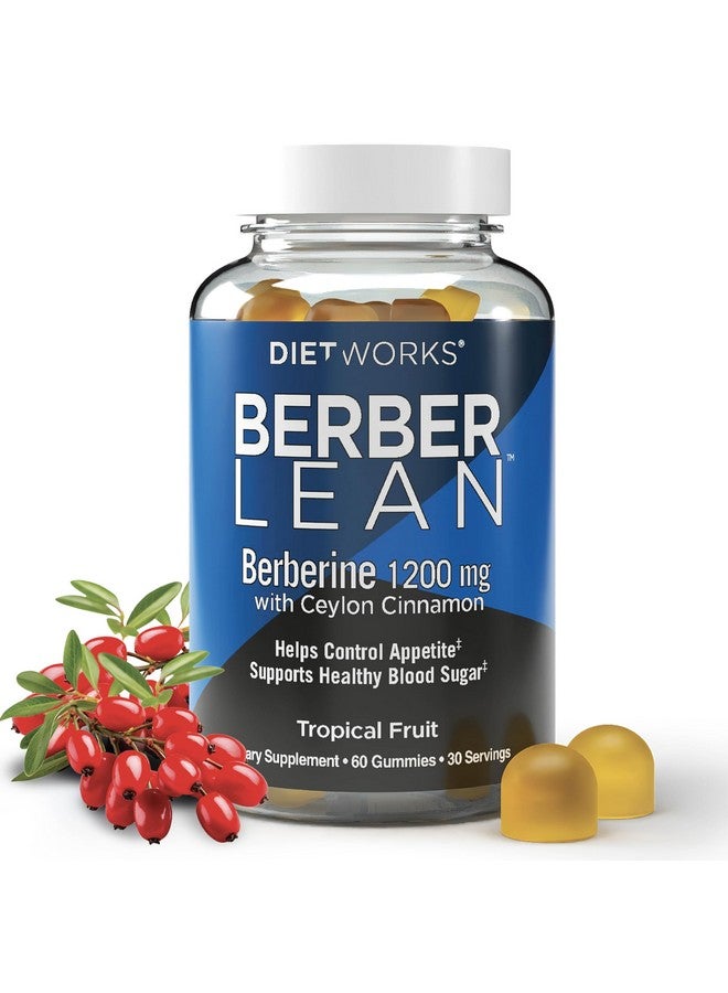 DietWorks BerberLean Gummies with Ceylon Cinnamon, Berberine Gummies, Promotes Energy, Digestive Support, Immune Health, 60 Gummies, Tropical Fruit Flavor - Image 1