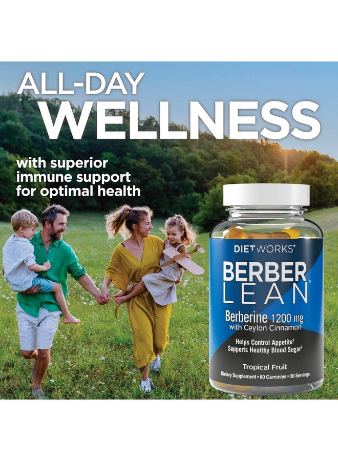 DietWorks BerberLean Gummies with Ceylon Cinnamon, Berberine Gummies, Promotes Energy, Digestive Support, Immune Health, 60 Gummies, Tropical Fruit Flavor - Image 5