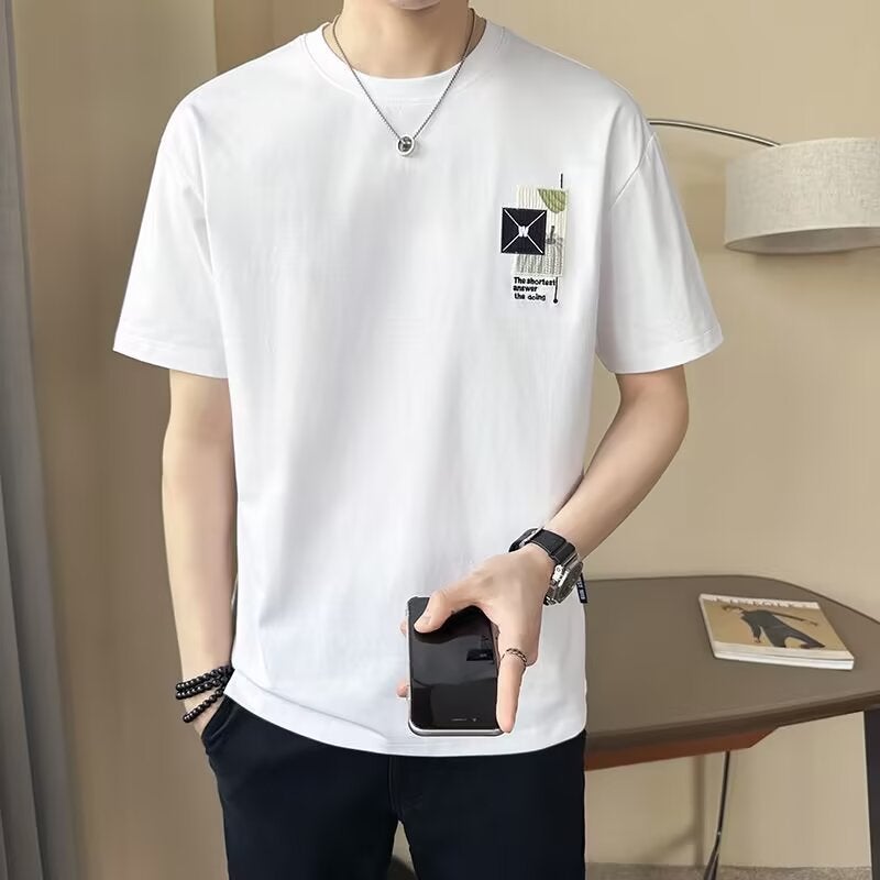 Supply Combed Cotton T-Shirt Men'S Summer Loose Large Size Men'S Trendy Fashion T-Shirt Men - Image 3