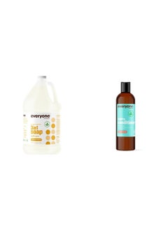 Everyone 3in1 Soap Body Wash Bubble Bath Shampoo Coconut Lemon 1 Gallon Bundle with Everyone Mighty Conditioner 12 OZ