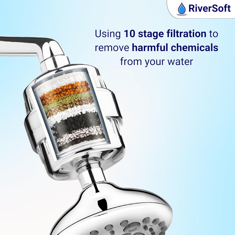 RIVERSOFT SFC10 advanced shower filter and tap filter cartridge with 10 stage for hard water Cartridge only White PP - Image 5