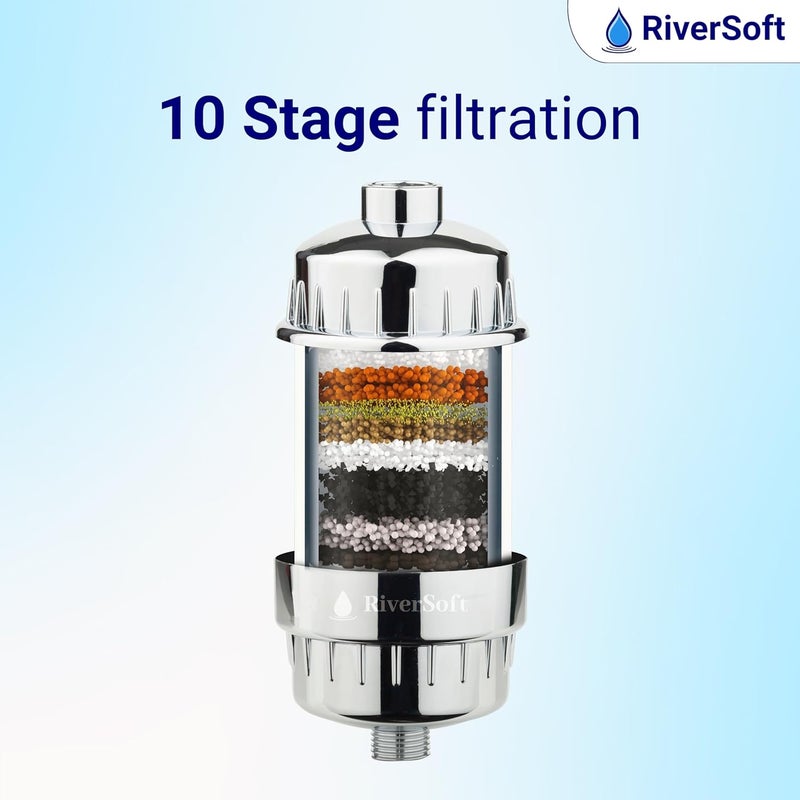 RIVERSOFT SFC10 advanced shower filter and tap filter cartridge with 10 stage for hard water Cartridge only White PP - Image 2