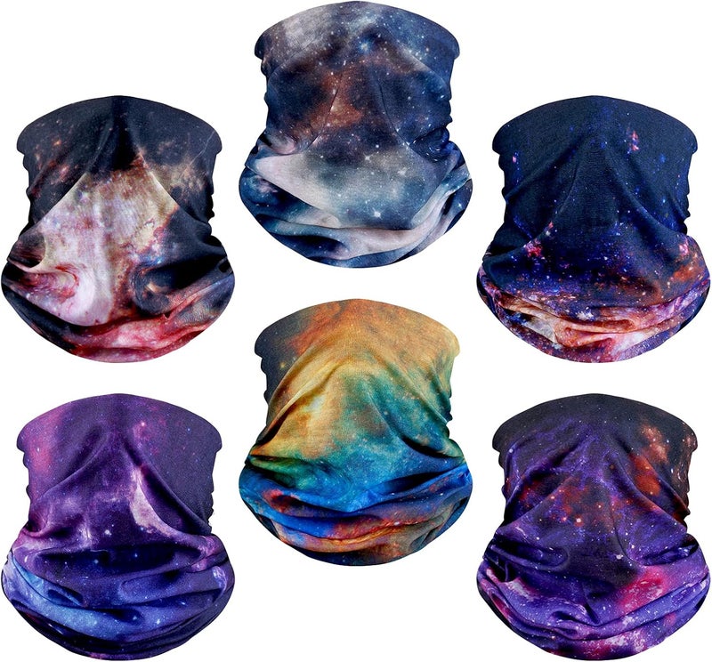 AZORINA 6 Pack Neck Gaiter Elastic Balaclavas Face Mask Versatile Bandana for Men Women - Image 1