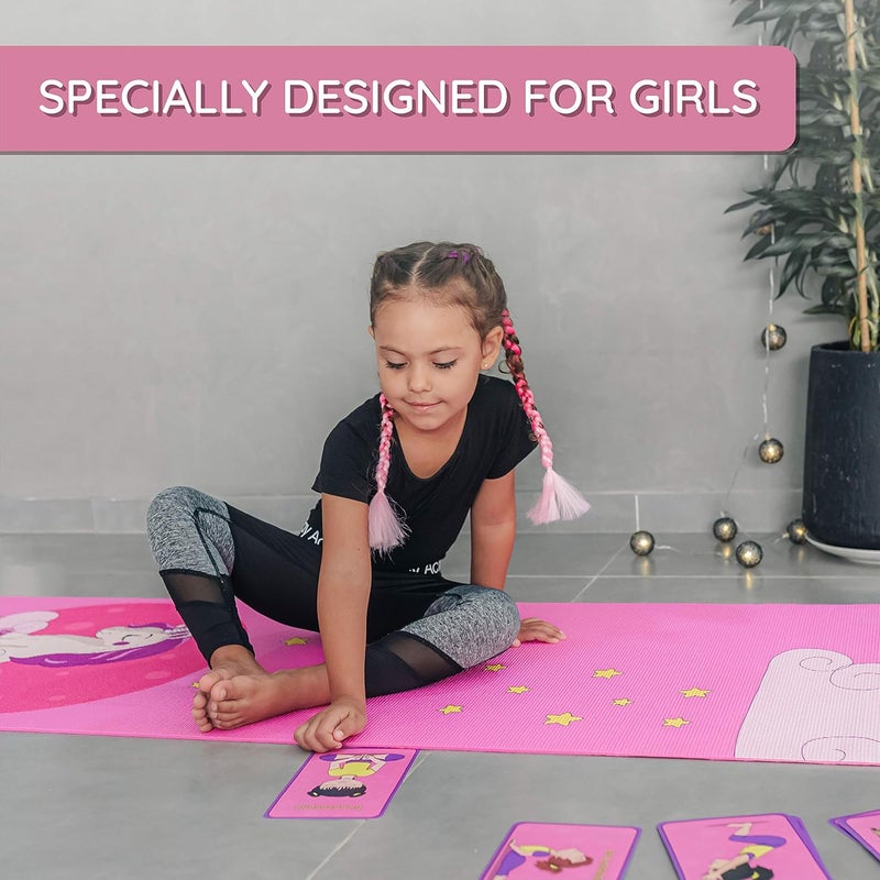 ABTECH Kids Yoga Mat Set - Comfortable Dinosaur Kid Yoga Mat Boy with 12 Yoga Cards, Storage Bag, Beige Play Mat Thick for Gymnastics Mat, Exercise Mat, No-Toxic and Non-Slip for Ages 3-12 - Image 3