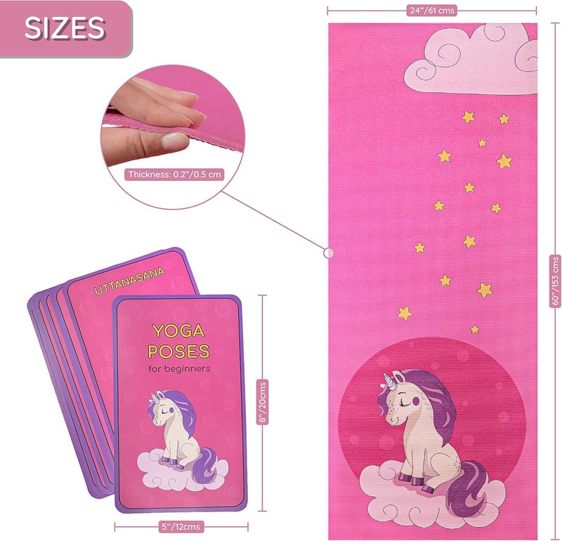 ABTECH Kids Yoga Mat Set - Comfortable Dinosaur Kid Yoga Mat Boy with 12 Yoga Cards, Storage Bag, Beige Play Mat Thick for Gymnastics Mat, Exercise Mat, No-Toxic and Non-Slip for Ages 3-12 - Image 4