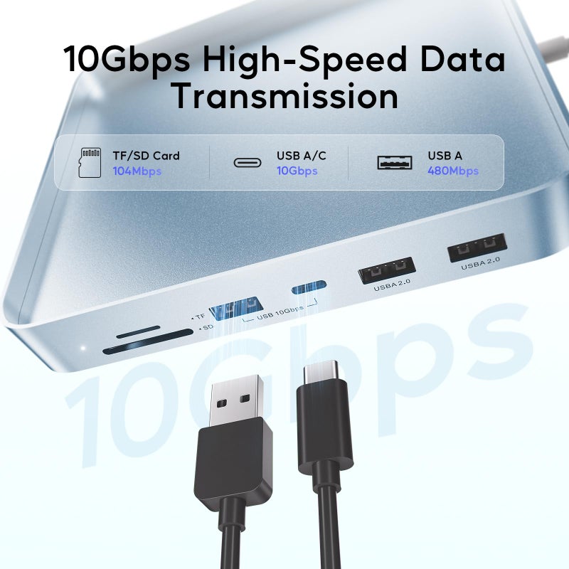 PULWTOP USB C HUB for iMac 24 inch 2021/2023/2024, PULWTOP USB Hub Adapter iMac Accessories for iMac M1/M3/M4 with USB C 10Gbps 3*USB A SD/TF, Docking Station Support Expand M.2 SSD (Not Included),Blue - Image 4