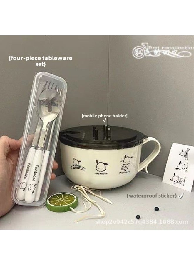 Patchagou Stainless Steel Instant Noodle Bowl With Lid Bowl Dormitory Student Instant Noodle Artifact Rice Bowl Instant Noodle Bowl Lunch Box Tableware-Specifications:Three Dogs-1000ml  - Image 4