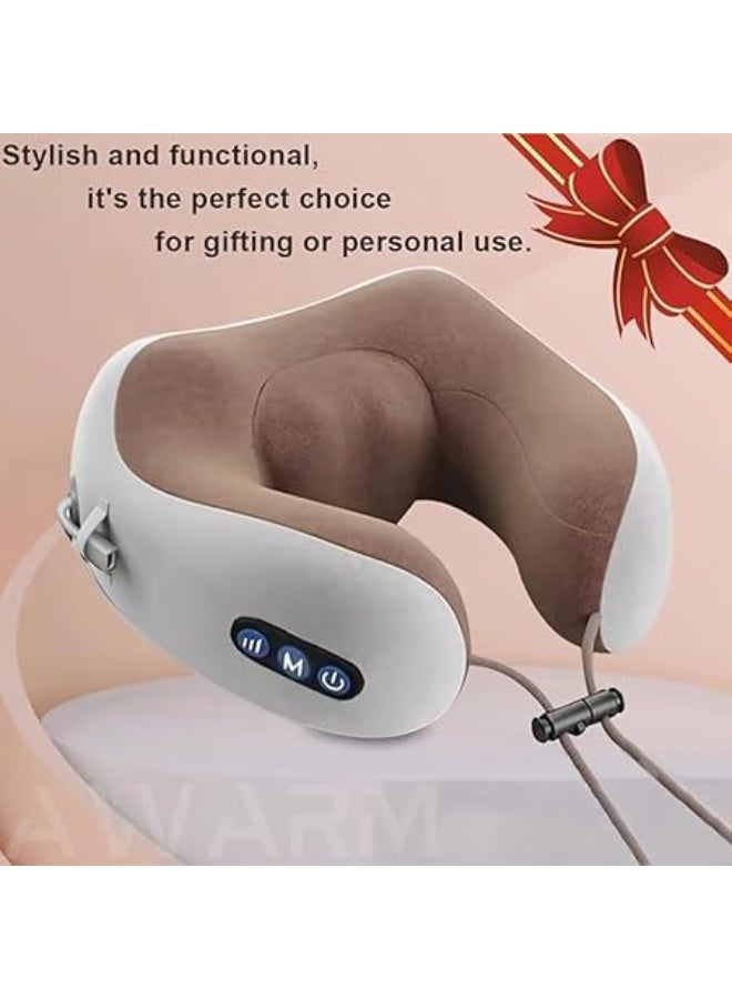 وسادة تدليك الرقبة والفقرات العنقية على شكل U مع خاصية التدفئة - جهاز مساج كهربائي متعدد الوظائف قابل للشحن - مريحة للمنزل والسيارة والمكتب - Image 2