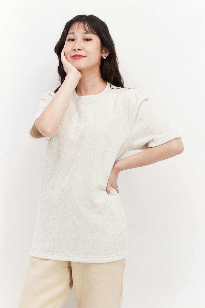 Reebok Women Sportswear Fit Short Sleeve Training T-shirt, Beige - Image 1