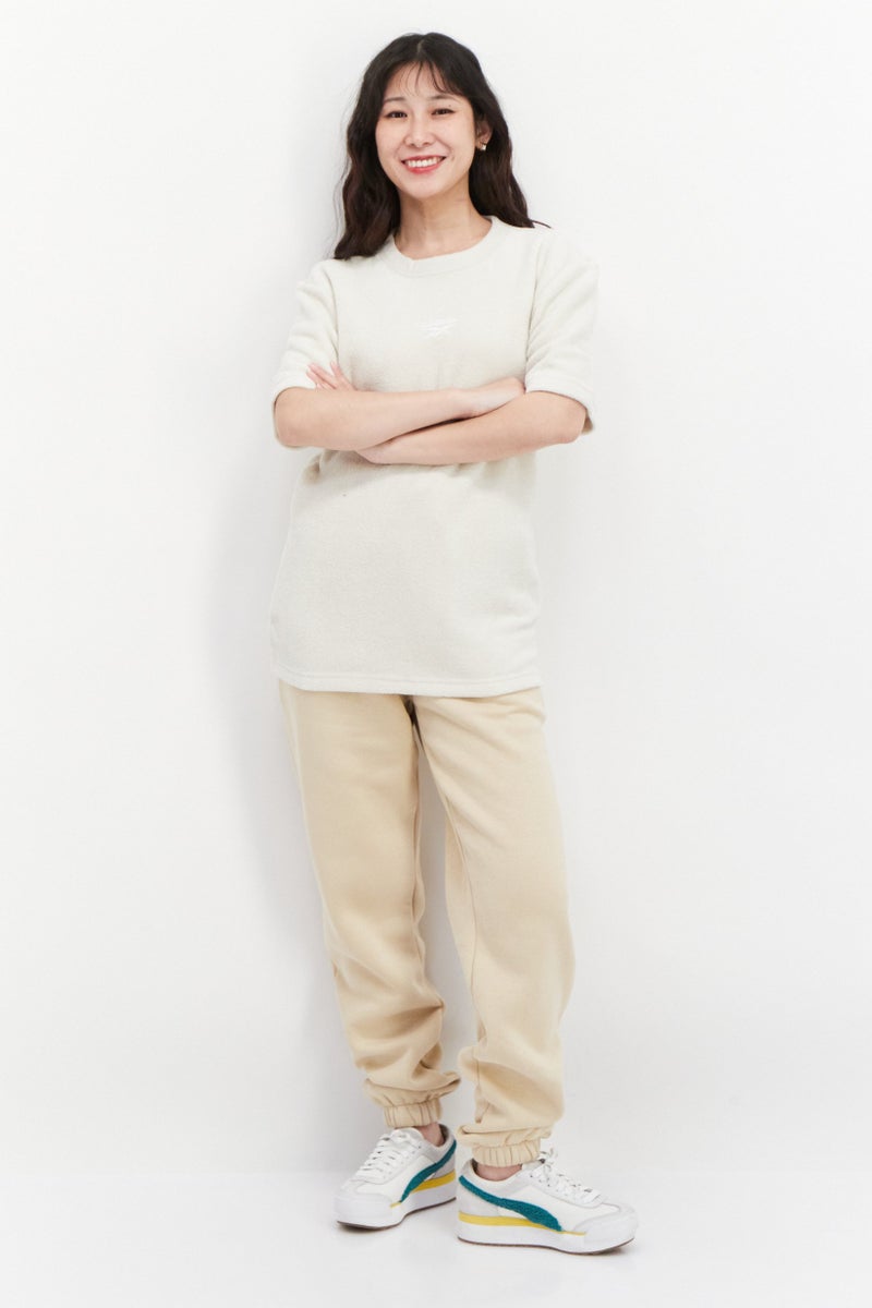 Reebok Women Sportswear Fit Short Sleeve Training T-shirt, Beige - Image 3