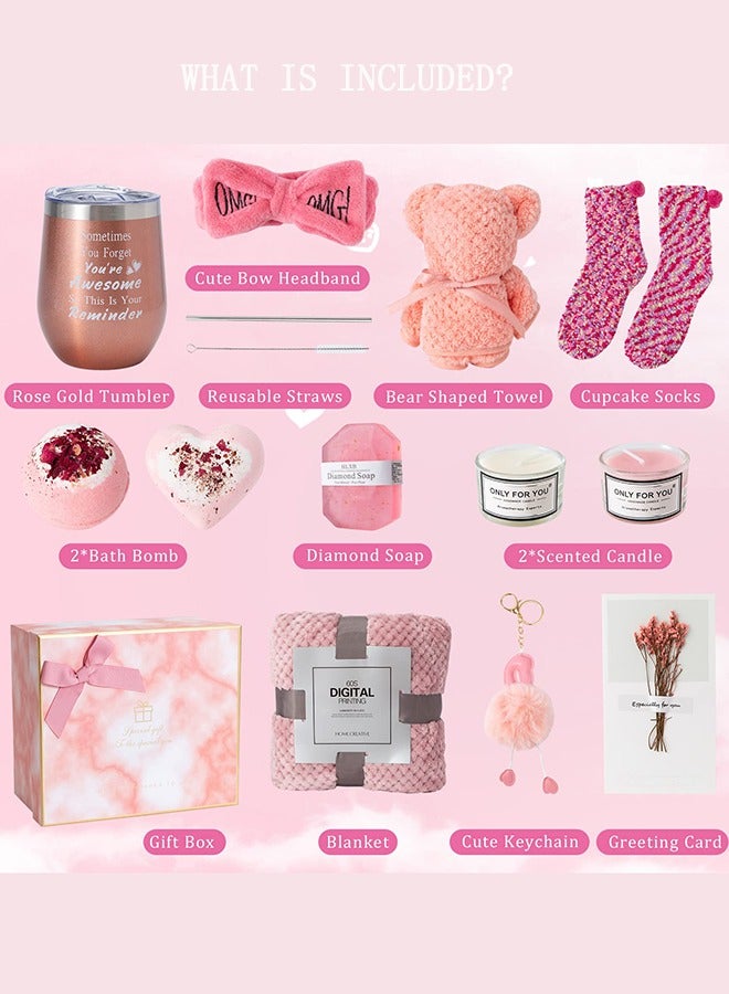 Thoraya Multi-Occasion Birthday Gifts for Women,Unique Gifts Basket Ideas Pink Gifts Box for Her Relaxing Gift Set Self Care Gifts Birthday Presents Female Friendship Gifts for Best Friend Bestie Girlfriend Mom Wife Sister  (Ramadan/Anniversary Gift) - Image 4