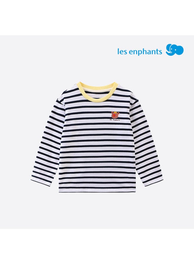 Les enphants تي شيرت طويل الأكمام مخطط للأطفال من ليين فنج، تي شيرت طويل الأكمام بألوان متباينة مع طوق مطبوع للبنين والبنات، بنفسجي أميثيست، 120 سم - Image 3