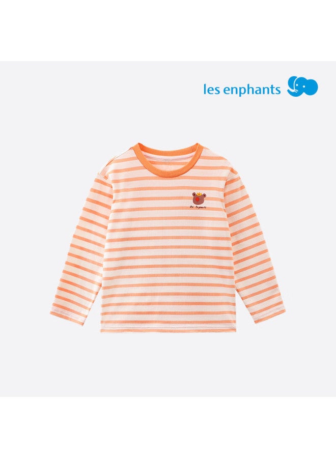 Les enphants تي شيرت طويل الأكمام مخطط للأطفال من ليين فنج، تي شيرت طويل الأكمام بألوان متباينة مع طوق مطبوع للبنين والبنات، بنفسجي أميثيست، 120 سم - Image 4
