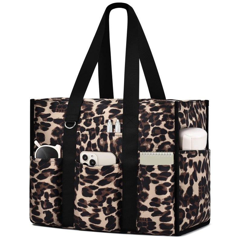 Becokan Large Tote Bag for Women Waterproof with 12 Pockets Top Zipper Closure Utility Teacher Nurse Bags for Work School - Image 1
