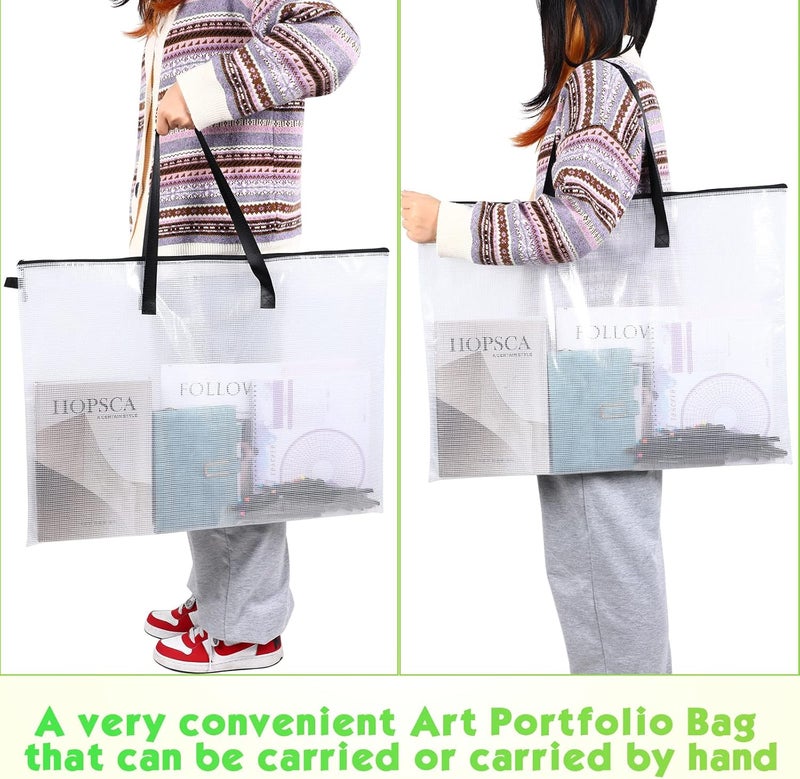 Saintrygo 10 Pcs Art Portfolio Bag 19 x 25 Inches Artist Supply Organizer with Zipper and Handle 9 x 13 Inches Storage Supplies Pencil Bags for Large Posters Artwork Poster Scrapbook Bulletin Board - Image 5