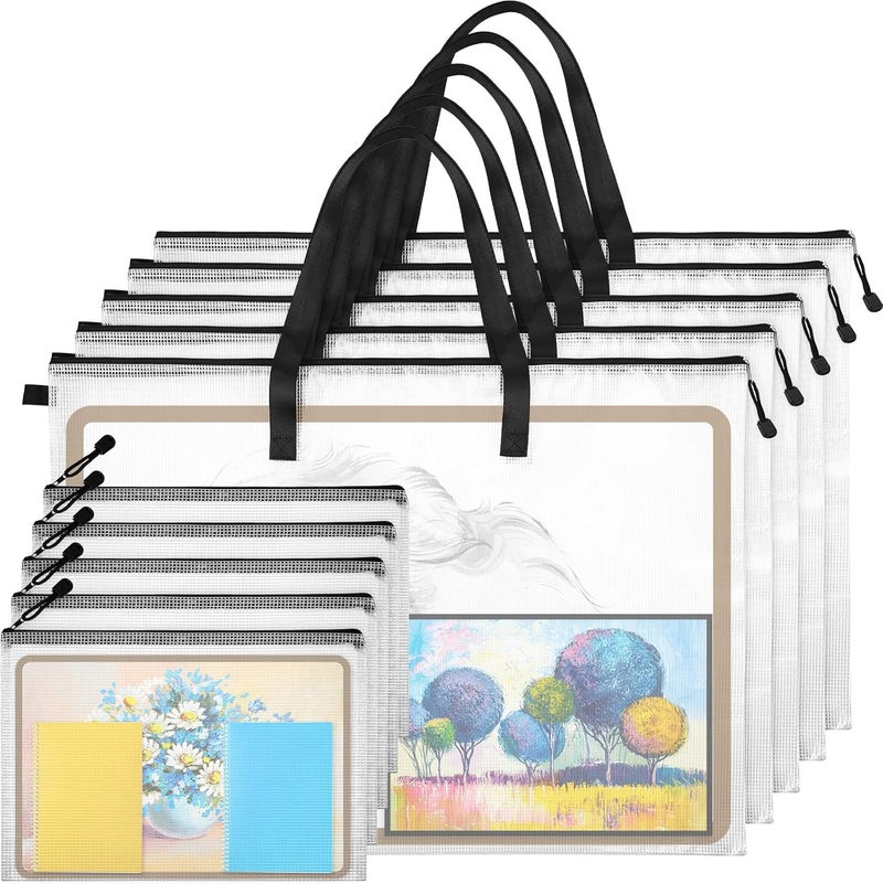 Saintrygo 10 Pcs Art Portfolio Bag 19 x 25 Inches Artist Supply Organizer with Zipper and Handle 9 x 13 Inches Storage Supplies Pencil Bags for Large Posters Artwork Poster Scrapbook Bulletin Board - Image 1