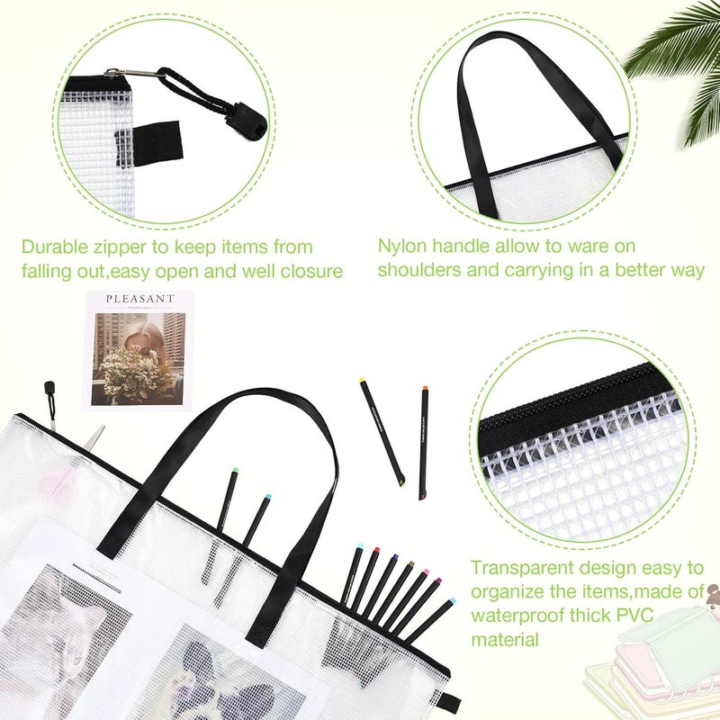 Saintrygo 10 Pcs Art Portfolio Bag 19 x 25 Inches Artist Supply Organizer with Zipper and Handle 9 x 13 Inches Storage Supplies Pencil Bags for Large Posters Artwork Poster Scrapbook Bulletin Board - Image 3