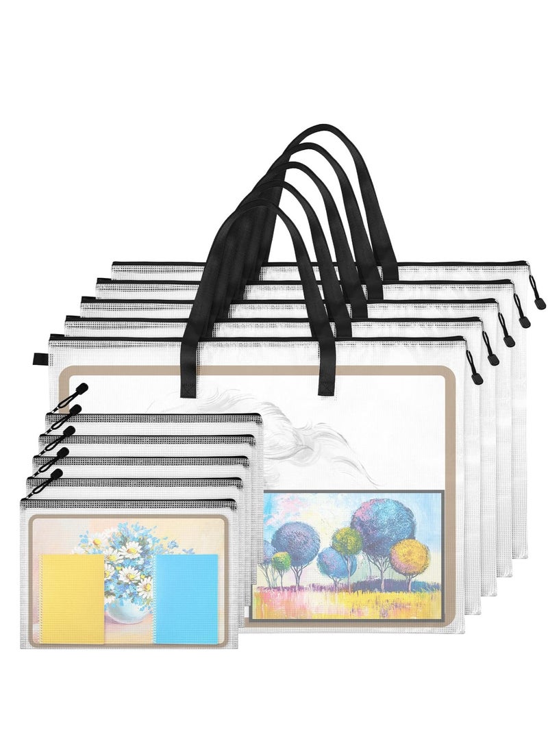 Saintrygo 5 Pcs Art Portfolio Bag 19 x 25 Inches Posters Organizer with Zipper and Handle Art Supply Bag and 5 Pcs A4 Pencil Bags 9 x 13 Inches Art Supplies Storage Bag for Large Posters Artwork Bulletin Board  - Image 1