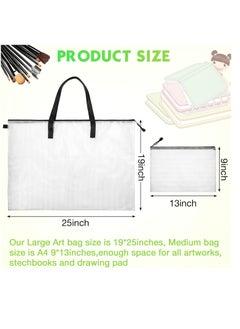 Saintrygo 5 Pcs Art Portfolio Bag 19 x 25 Inches Posters Organizer with Zipper and Handle Art Supply Bag and 5 Pcs A4 Pencil Bags 9 x 13 Inches Art Supplies Storage Bag for Large Posters Artwork Bulletin Board  - Image 2
