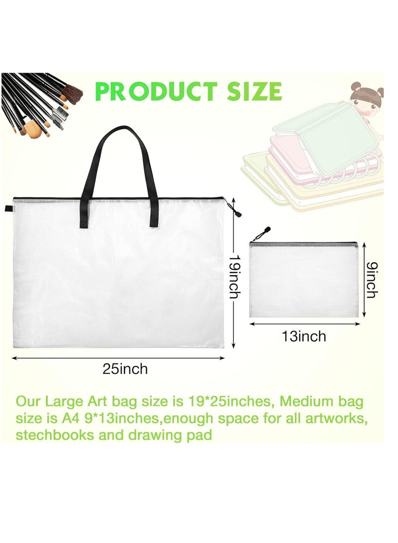 Saintrygo 5 Pcs Art Portfolio Bag 19 x 25 Inches Posters Organizer with Zipper and Handle Art Supply Bag and 5 Pcs A4 Pencil Bags 9 x 13 Inches Art Supplies Storage Bag for Large Posters Artwork Bulletin Board  - Image 2